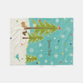 Winter Wonderland Woodland Scene gepersonaliseerd Fleece Deken (Voorkant (Horizontaal))