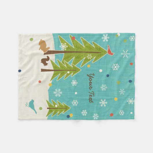 Winter Wonderland Woodland Scene gepersonaliseerd Fleece Deken (Voorkant (Horizontaal))