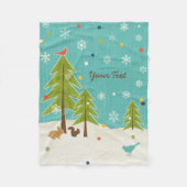 Winter Wonderland Woodland Scene gepersonaliseerd Fleece Deken (Voorkant)