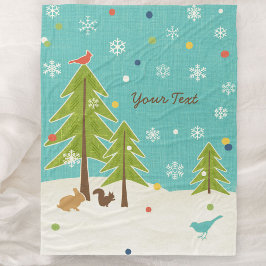 Winter Wonderland Woodland Scene gepersonaliseerd Fleece Deken