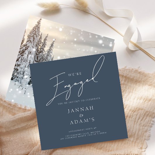 Winter Wonderland Woodland Script Engagement Party Kaart
