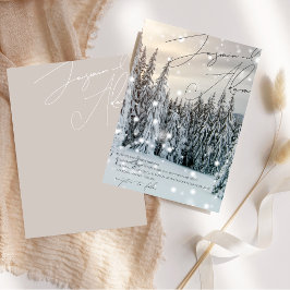 Winter Wonderland Woodland Sneeuw Script Bruiloft Kaart