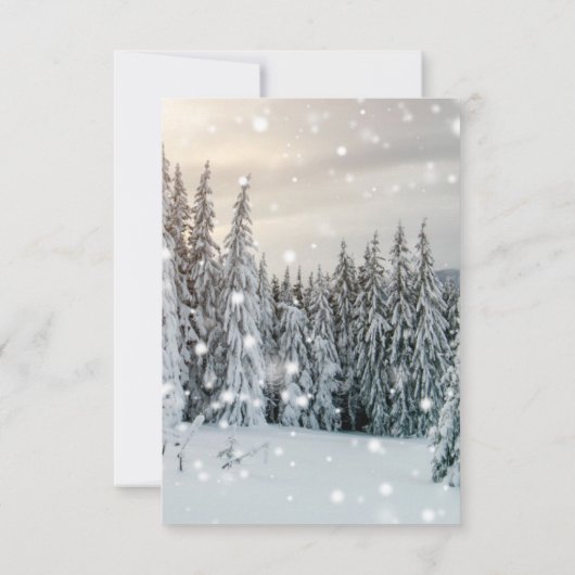 Winter Wonderland Woodland Sneeuwscript Bruiloft RSVP Kaartje (Achterkant)