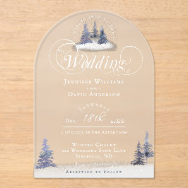 Winter Wonderland Woodland Snow Arch Shape Wedding Acryl Uitnodigingen