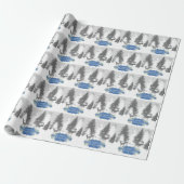Winter Wonderland Wrapping Paper - Blue Cadeaupapier (Uitgerold)