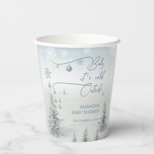 Winter Wonderland zijn koude buiten Boy Baby showe Papieren Bekers (Achterkant)