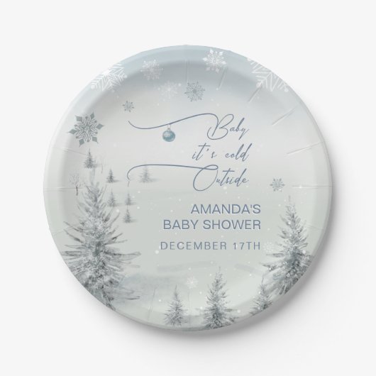 Winter Wonderland zijn koude buiten Boy Baby showe Papieren Bordje (Voorkant)
