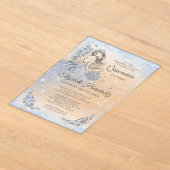 Winter Wonderland Zilver Lichtblauw Quinceanera Acryl Uitnodigingen (Laagn)