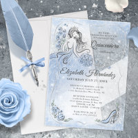 Winter Wonderland Zilver Lichtblauw Quinceanera