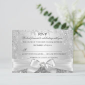 Winter Wonderland Zilver RSVP Kaartje (Staand voorkant)