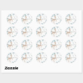 Winter Wonderland Zilver Sparkle Herten Feestgunst Ronde Sticker (Vel)