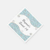 Winter Wonderland Zilver Wervelt Blauw Servet (Hoek)