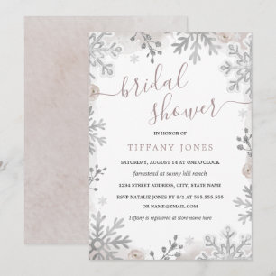 Winter Wonderland Zilveren Blush Bruiloftsfeest Kaart