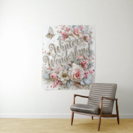 Winter Wonderland Zilveren Glitter Roze Rozen Wandkleed