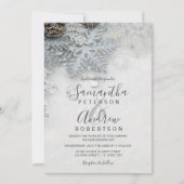 Winter wonderland zilversneeuwtypografie bruiloft kaart (Voorkant)
