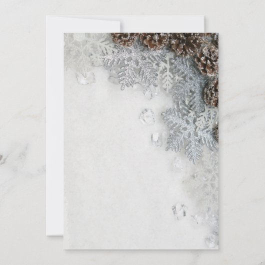 Winter wonderland zilversneeuwtypografie bruiloft kaart (Achterkant)