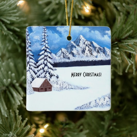 Winter Wonderplein Keramisch Ornament (Boom)