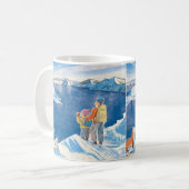 Winter Wonders – Een Whimsische Bergavontuur Koffiemok (Voorkant links)