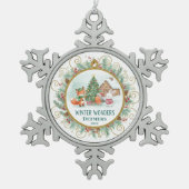 Winter Wonders Forest Friends Personalized Tin Sneeuwvlok Ornament (Voorkant)