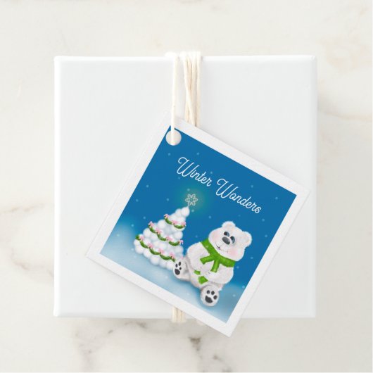 Winter Wonders Polar Beer Cub Snowball Tree Gift Bedankjes Labels (In situ)