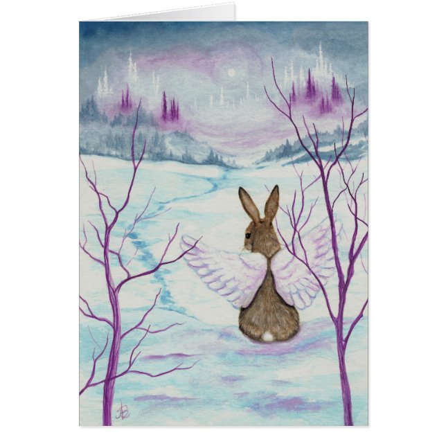 Winter Wonders Rabbit Angel Art van BiHrLe Card (Voorkant)