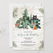 Winter Woodland 1e verjaardagsfeest uitnodiging (Voorkant)