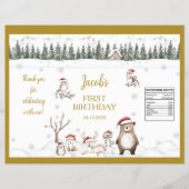 Winter Woodland 1st Verjaardag Chip Bag Wrapper Flyer (Voorkant)