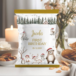 Winter Woodland 1st Verjaardag Chip Bag Wrapper Flyer