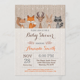 Winter Woodland Animal Baby shower Invitation Kaart