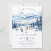 Winter Woodland Animal Baby Shower Invite Kaart (Voorkant)