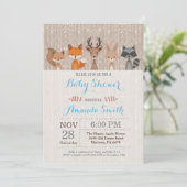 Winter Woodland Animal Boy Baby shower Uitnodiging (Staand voorkant)