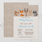 Winter Woodland Animal Boy Baby shower Uitnodiging (Voorkant / Achterkant)