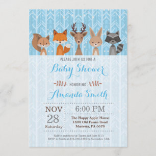Winter Woodland Animal Boy Baby shower Uitnodiging
