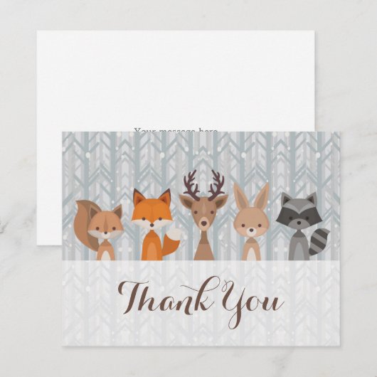Winter Woodland Animal Dank je wel Bedankkaart (Voorkant / Achterkant)