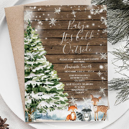 Winter Woodland Animal Evergreen Trees Baby shower Kaart