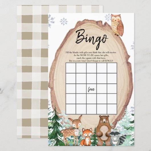 Winter Woodland Animal Gender Reopenbingo Games (Voorkant / Achterkant)