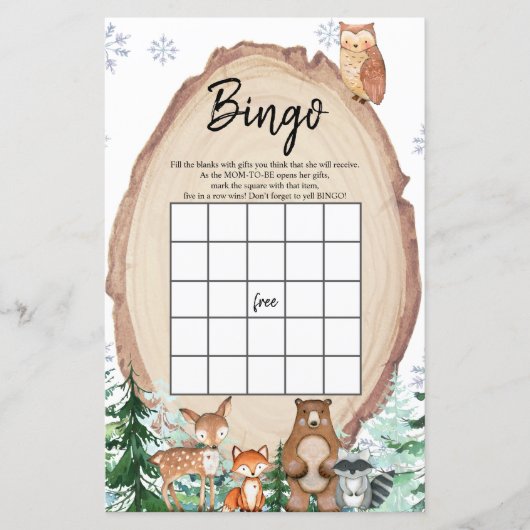 Winter Woodland Animal Gender Reopenbingo Games (Voorkant)