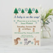 Winter Woodland Animal Theme Kaart (Staand voorkant)