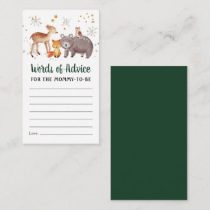 Winter Woodland Animal Woorden of Advice Baby show Informatiekaartje