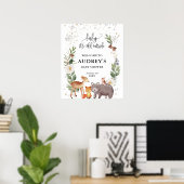 Winter Woodland Animals Baby Het is koud, Welkom Poster (Thuiskantoor)