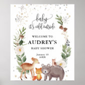 Winter Woodland Animals Baby Het is koud, Welkom Poster (Voorkant)