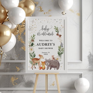 Winter Woodland Animals Baby Het is koud, Welkom Poster