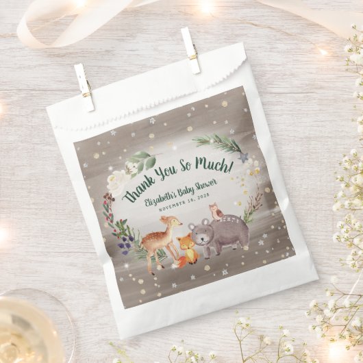 Winter Woodland Animals Baby shower Bedankzakje (Geknipt)