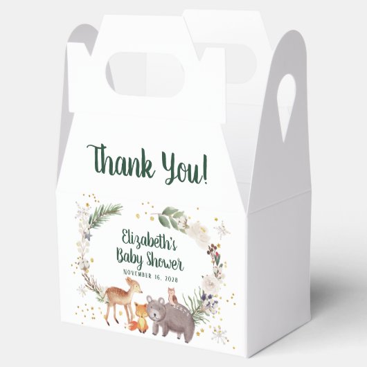 Winter Woodland Animals Baby shower Dank u Bedankdoosjes (Geopend)