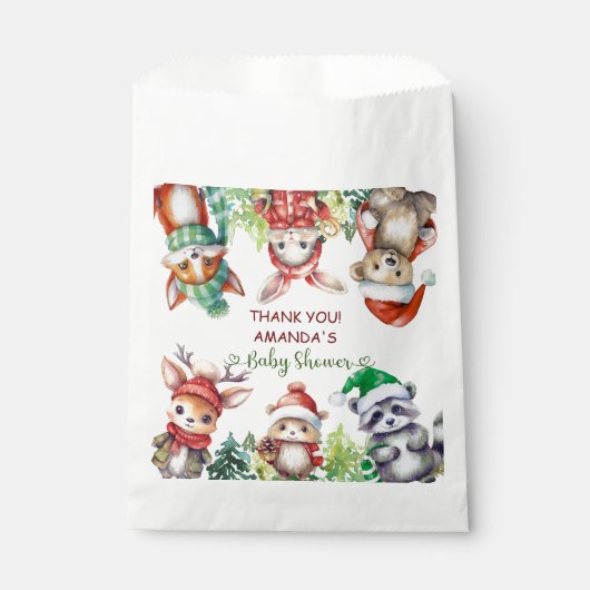 Winter Woodland Animals Baby shower Dank u Bedankzakje (Voorkant)