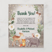 Winter Woodland Animals Baby shower Dank u kaart (Voorkant)