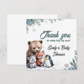 Winter Woodland Animals Baby shower Dank u kaart (Voorkant / Achterkant)