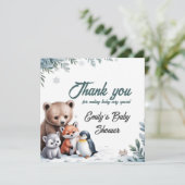 Winter Woodland Animals Baby shower Dank u kaart (Staand voorkant)