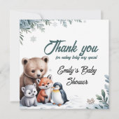 Winter Woodland Animals Baby shower Dank u kaart (Voorkant)