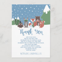 Winter Woodland Animals Baby shower Dank u wel